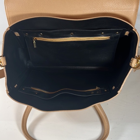 2013 Vintage Versace Large Signature Tote Nude Leather Nicole Kidman Cannes - Picture 12 of 17